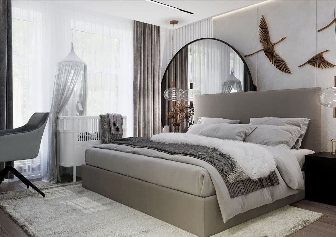Дизайн интерьера спальни в частном доме в классическом стиле