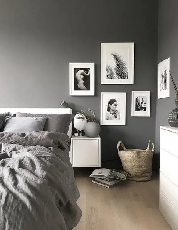 Интерьер спальни в серых тонах